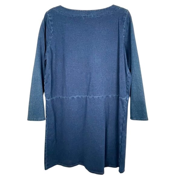 J. Jill Pure Jill Indigo Shift Dress Long Sleeve Blue Denim Midi Sz Large Petite - Picture 4 of 14